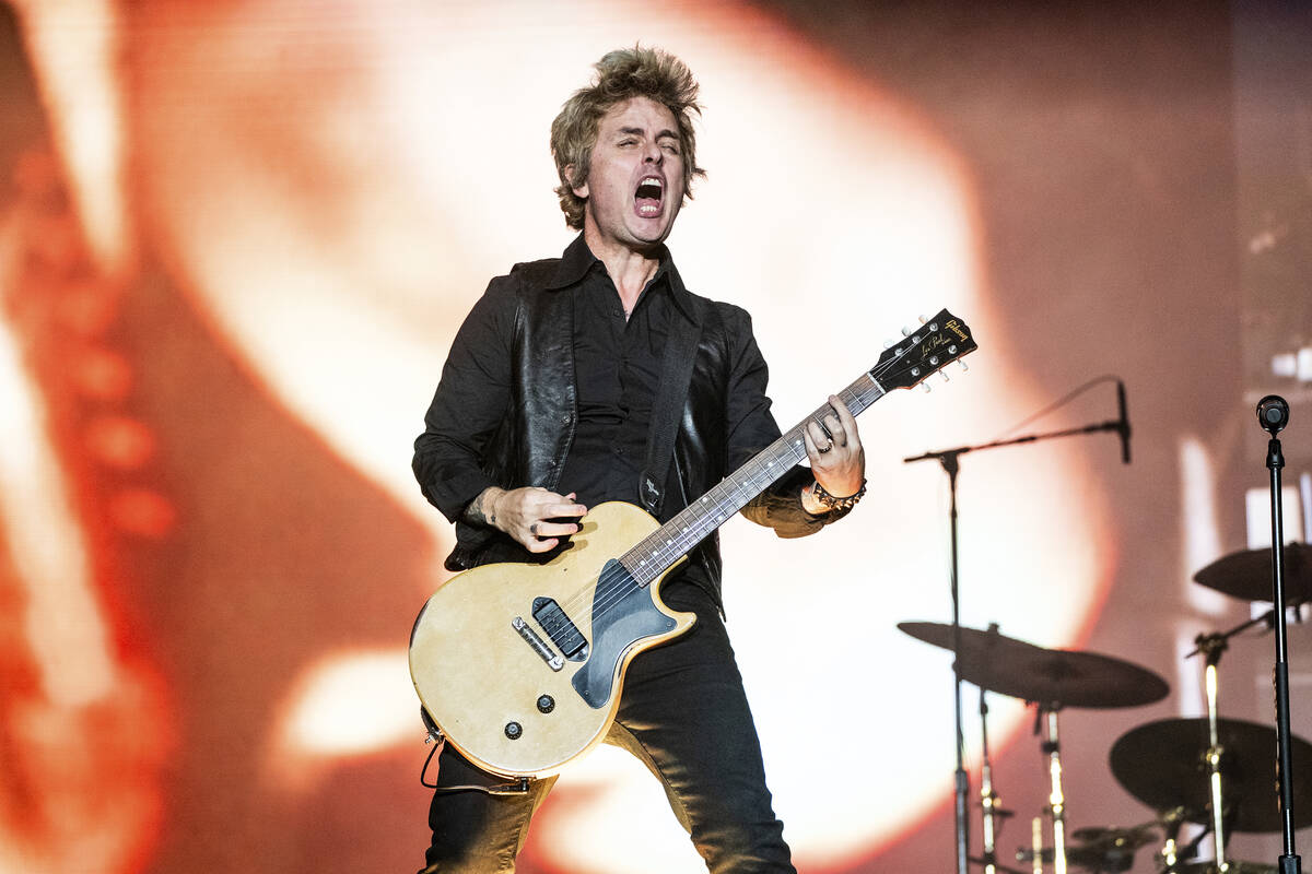 Billie Joe Armstrong of Green Day performs during the Louder Than Life Music Festival on Sunday ...