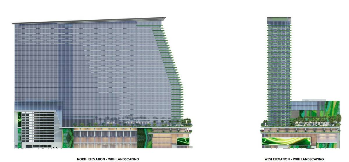 A rendering provided to Clark County of what the 43-story resort backed by Tilman Fertitta coul ...