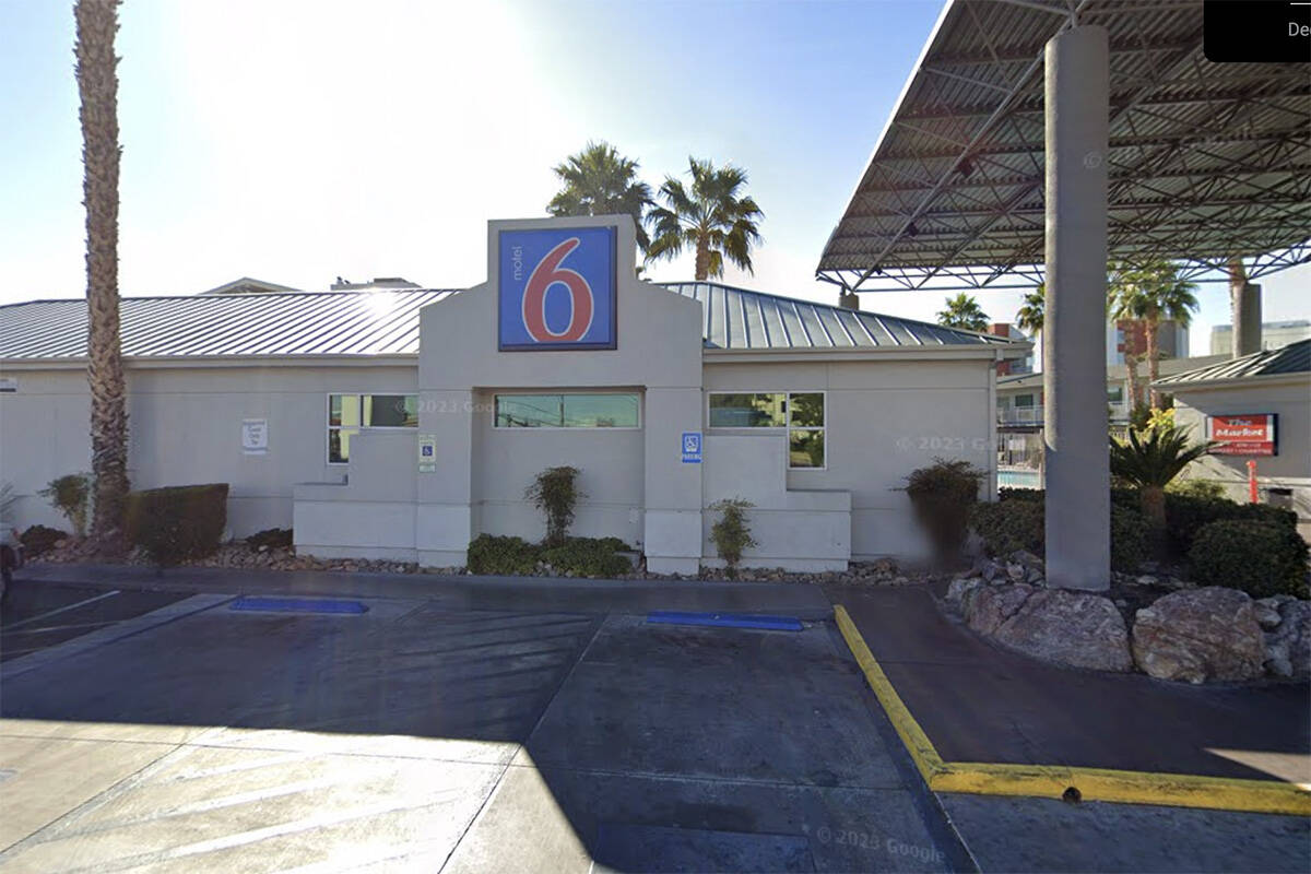 Motel 6 at 195 East Tropicana Avenue in Las Vegas is shown in a screenshot. (Google)