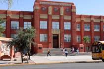 Students at dismissal at Las Vegas Academy in Las Vegas Friday, Oct. 20, 2023. (K.M. Cannon/Las ...