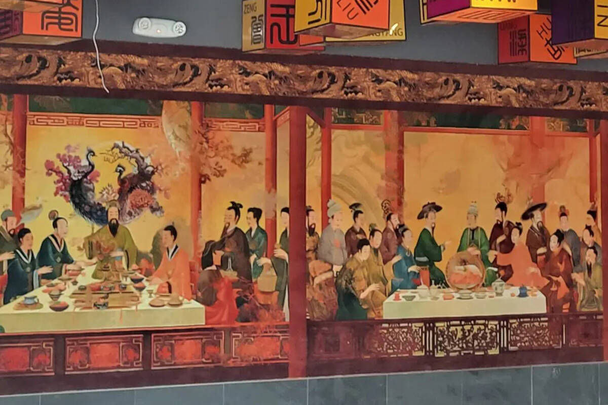 A mural and lanterns inside Palette Tea Lounge, from the owners of famed Koi Palace in San Fran ...