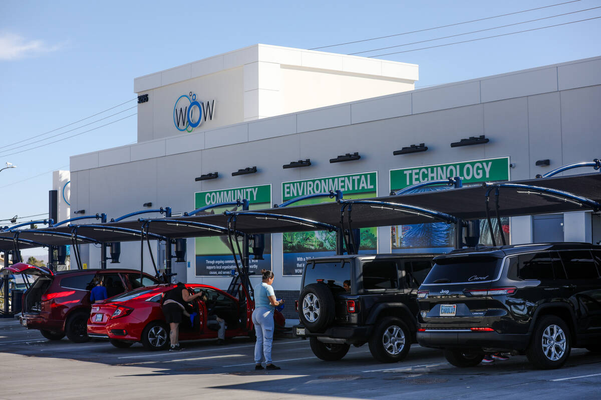 Wow Carwash on Pecos Road in Las Vegas, Tuesday, Oct. 24, 2023. Wow Carwash is expanding from 1 ...