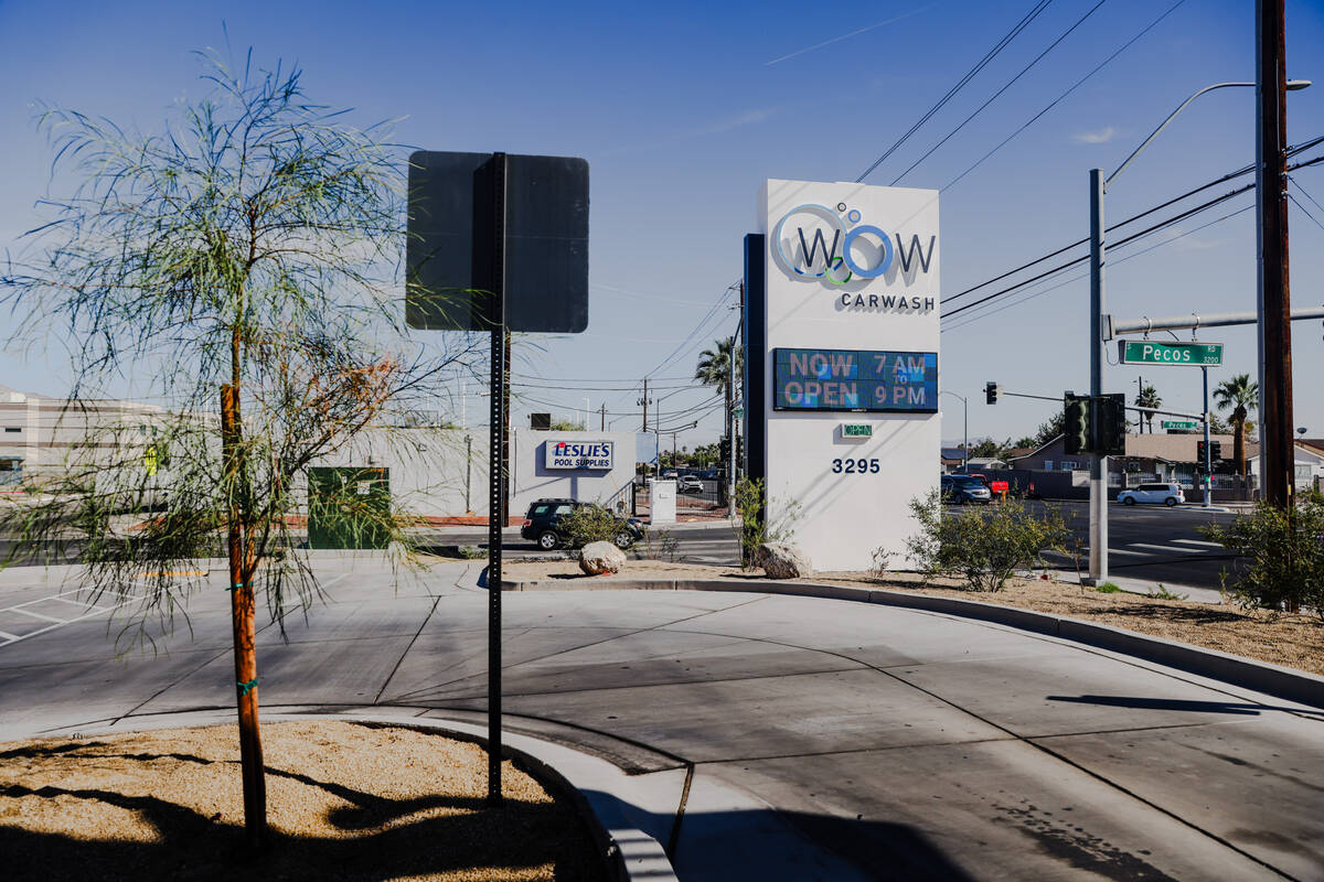 The Wow Carwash location on Pecos Road in Las Vegas, Tuesday, Oct. 24, 2023. Wow Carwash is exp ...