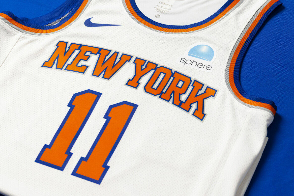 Sphere Vegas' logo will be featured on New York Knicks jerseys durign the  2023-24 NBA season., Basketball