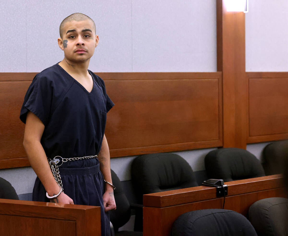 Jesus Ayala, 18, arrives in court at the Regional Justice Center in Las Vegas Tuesday, Oct. 24, ...