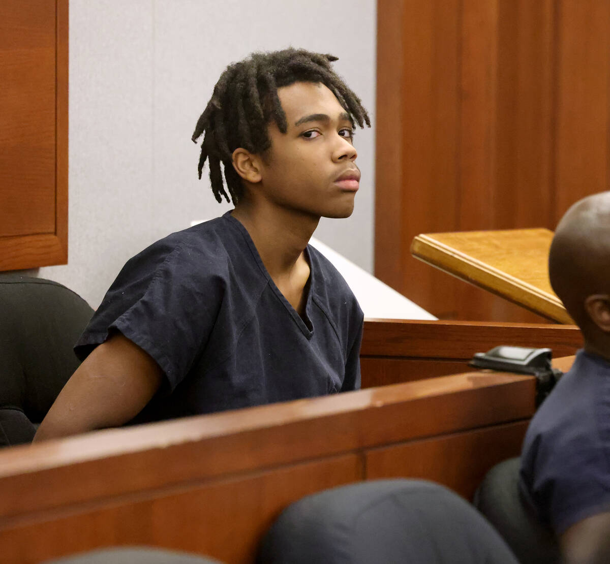 Jzamir Keys, 16, arrives in court at the Regional Justice Center in Las Vegas Tuesday, Oct. 24, ...