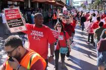 Members of Culinary Local 226, including Bellagio environmental services employee Ahryn Lewis, ...