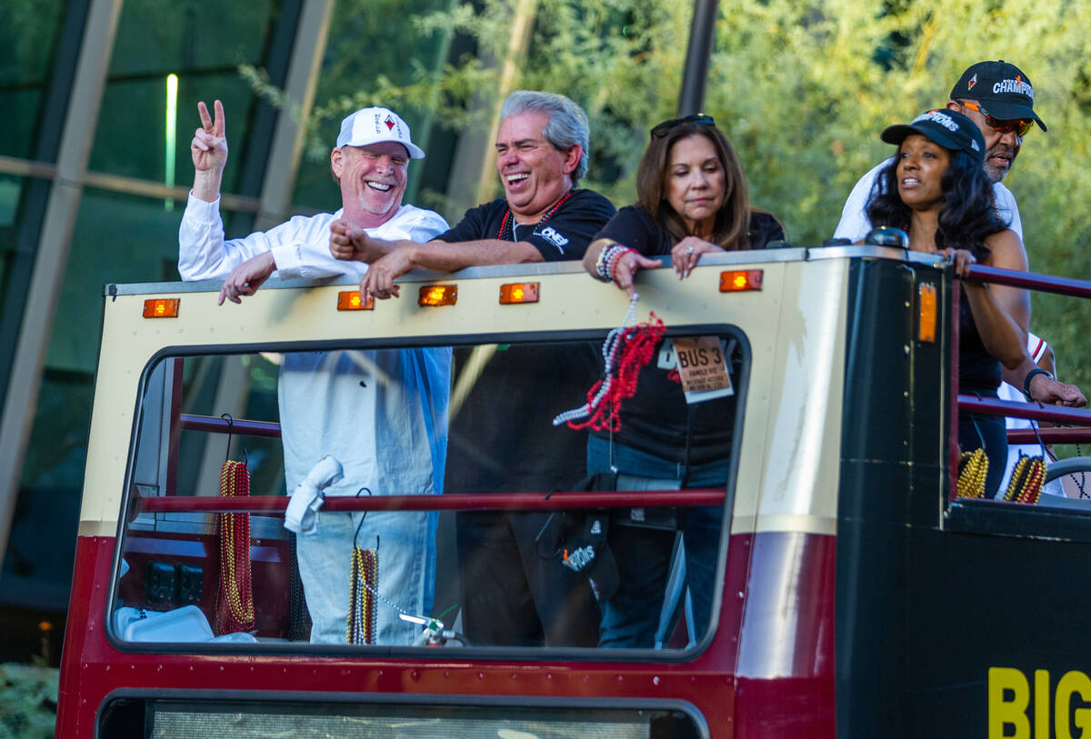 The Aces owner Mark Davis with others during their championship parade along Park Avenue to Tos ...