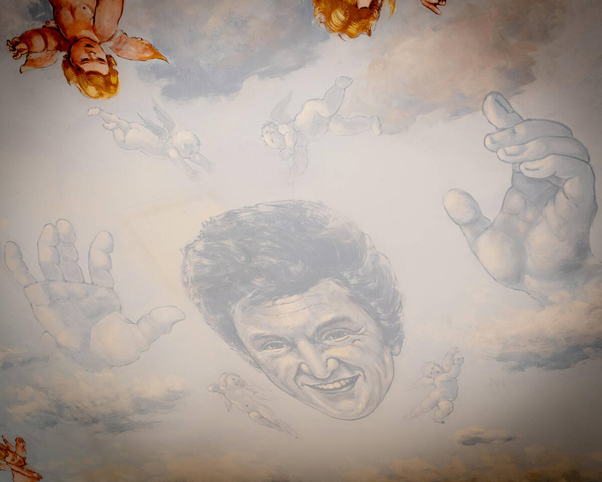 Liberace's likeness can still be seen in the famous ceiling mural in what was once his bedroom. ...