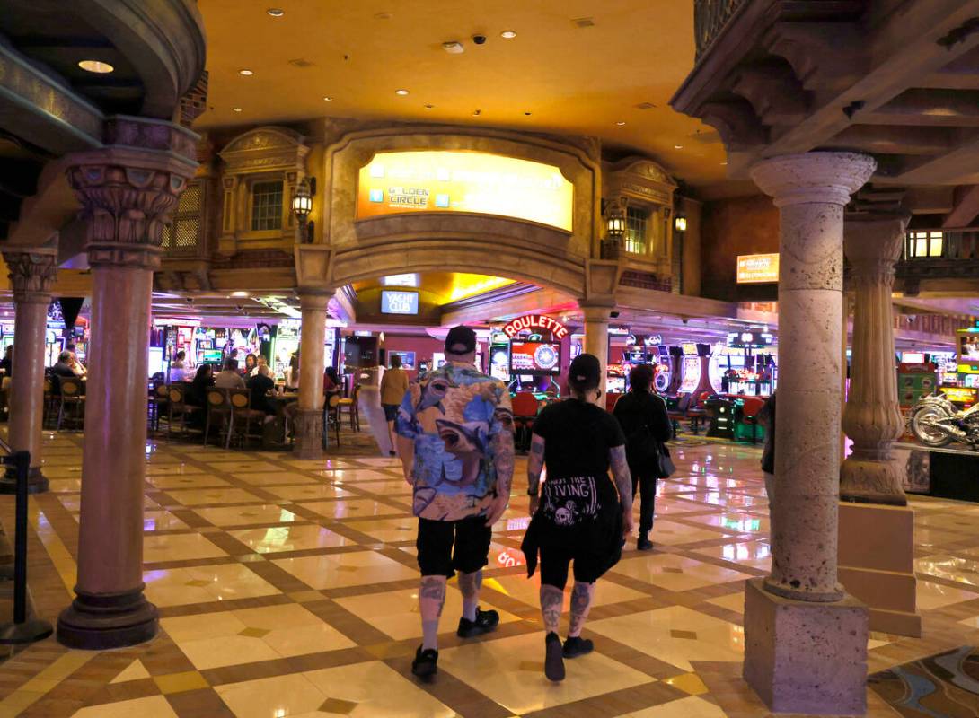 Guests arrive at Treasure Island, on Wednesday, Oct. 25, 2023, in Las Vegas. (Bizuayehu Tesfaye ...