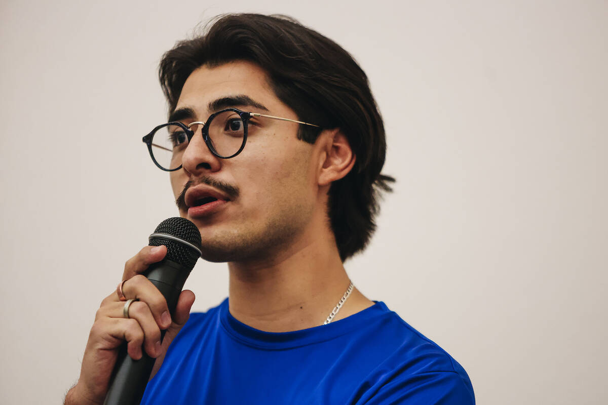Jose Rivera, an environmental justice organizer, speaks during a Make the Road Nevada meeting f ...
