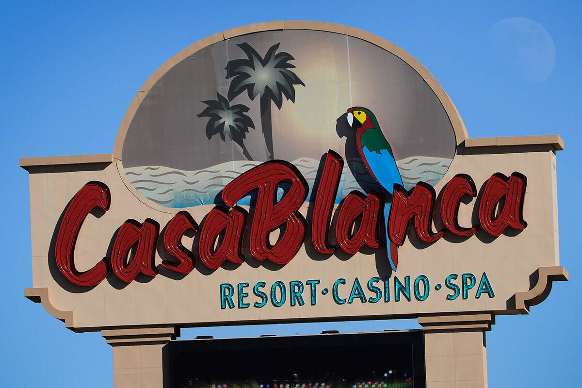 The Casablanca hotel-casino sign is seen in 2013 in Mesquite. (Las Vegas Review-Journal)