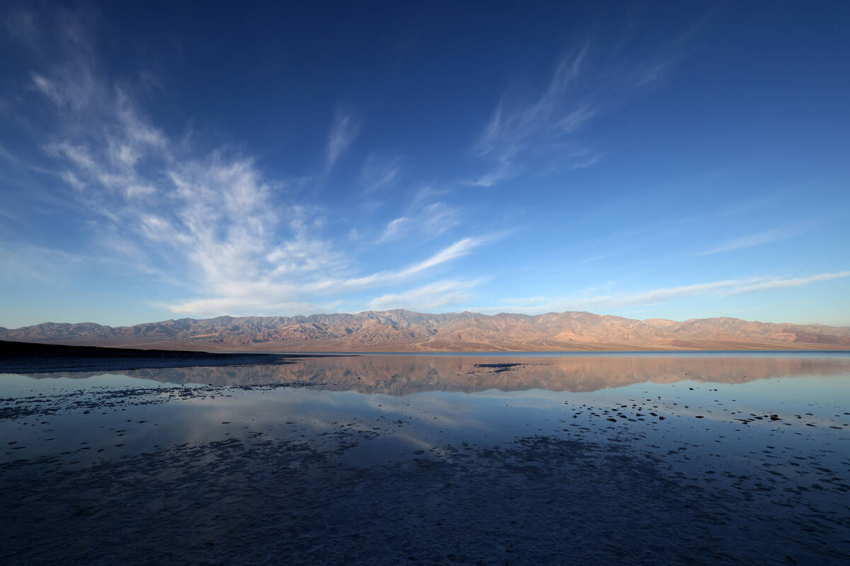 A rare lake is shown in Badwater Basin in the recently reopened Death Valley National Park in C ...