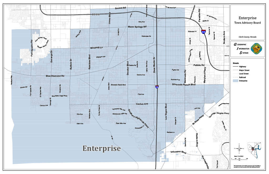A map of Enterprise. Photo courtesy of Clark County