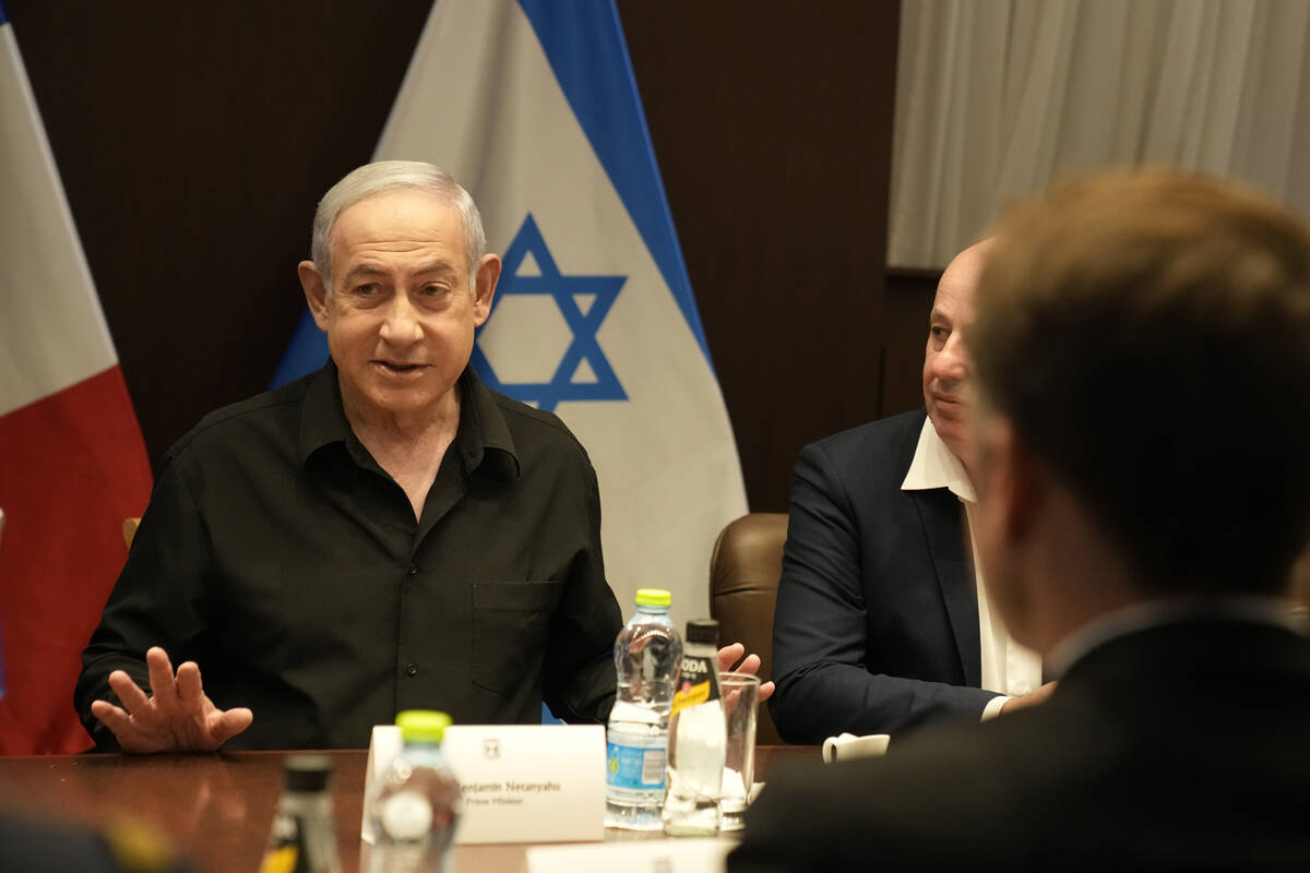 Israeli Prime Minister Benjamin Netanyahu and French President Emmanuel Macron hold talks in Je ...