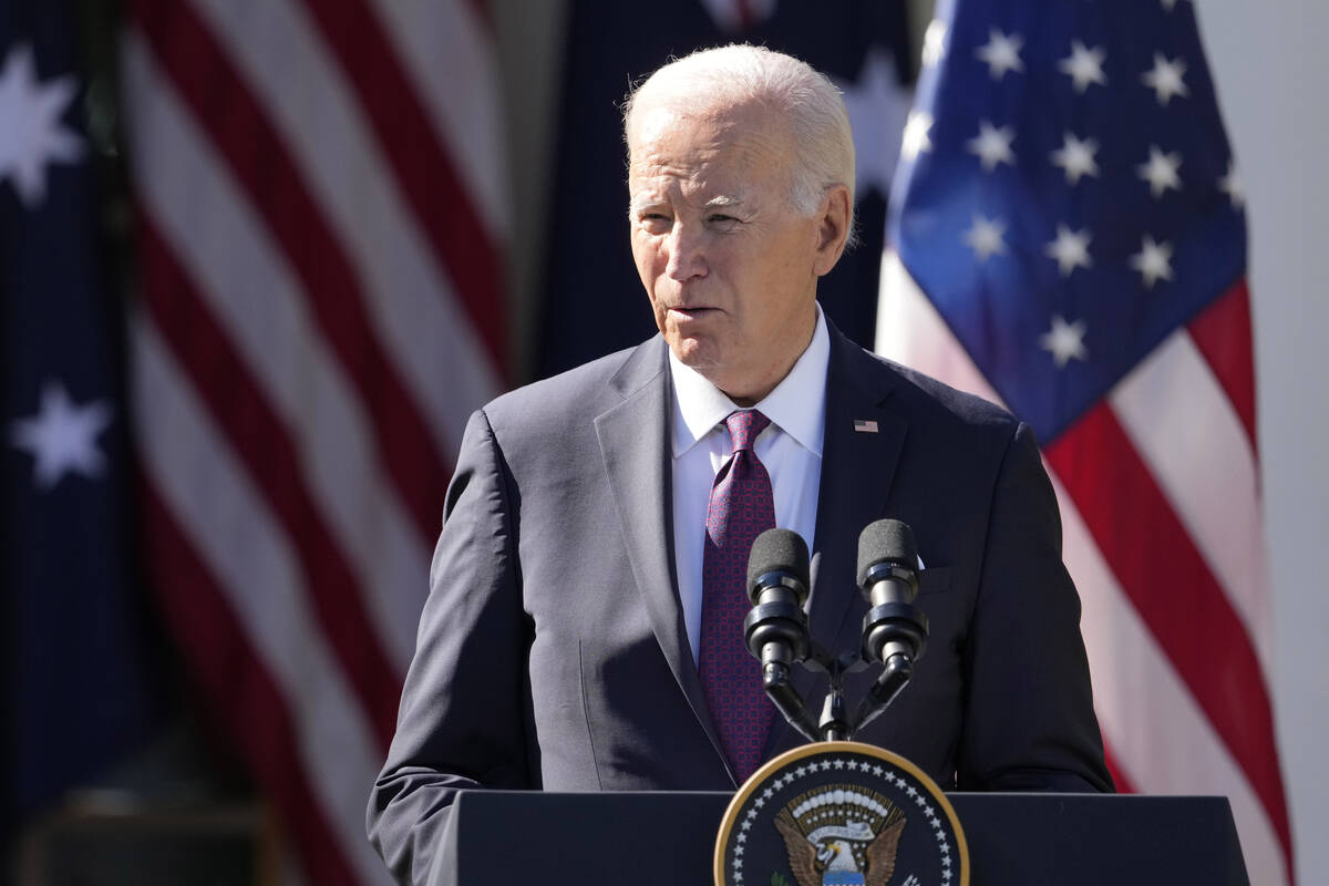 President Joe Biden speaks during a news conference with Australia's Prime Minister Anthony Alb ...