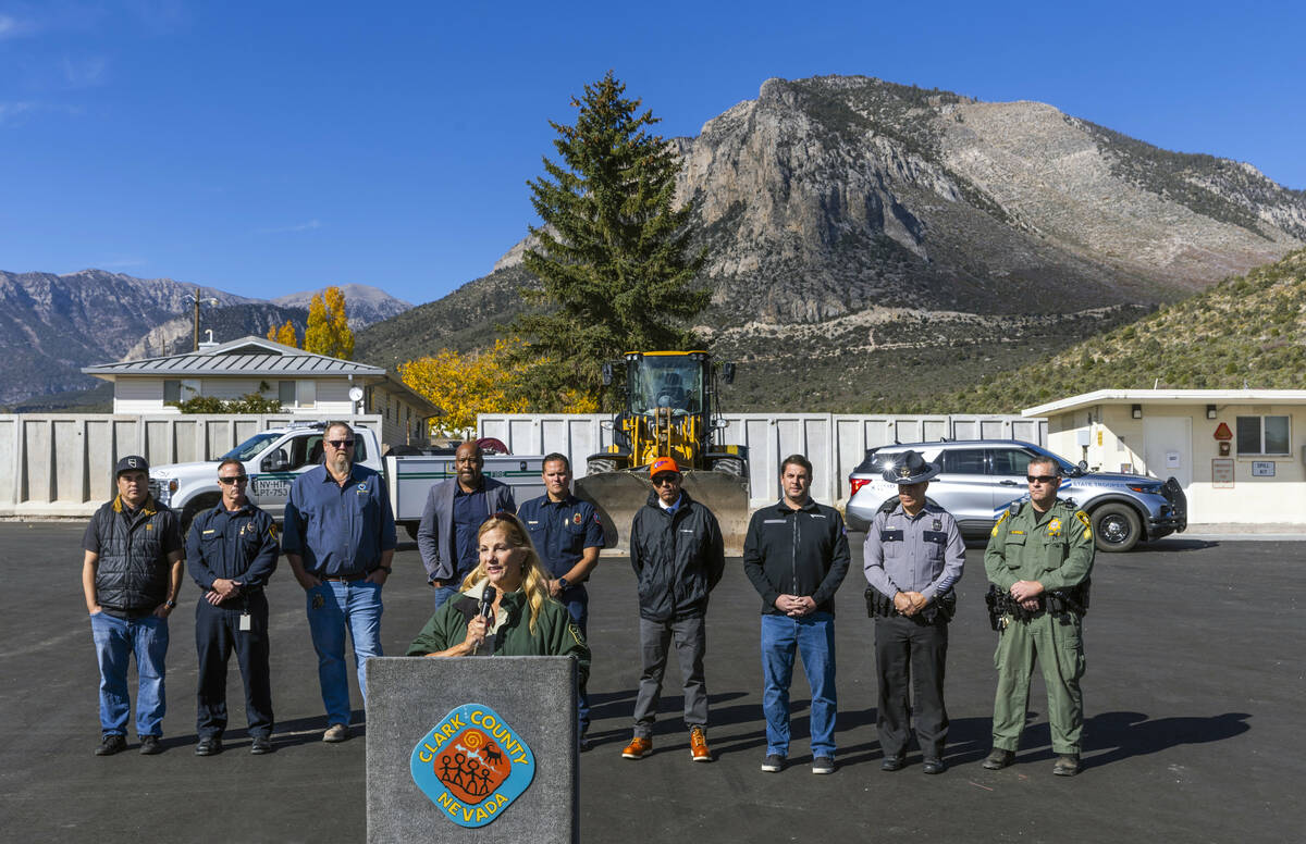 Deborah MacNeil, a U.S. Forest Service Area Manager, speaks as part of a press conference with ...