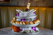 A seafood podium is being offered at Mercato della Pescheria in the Grand Canal Shoppes at The ...