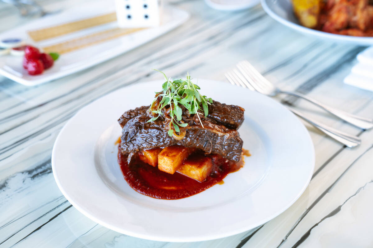 Braised beef cheeks are being offered at Top of the World restaurant in The Strat on the Strip ...
