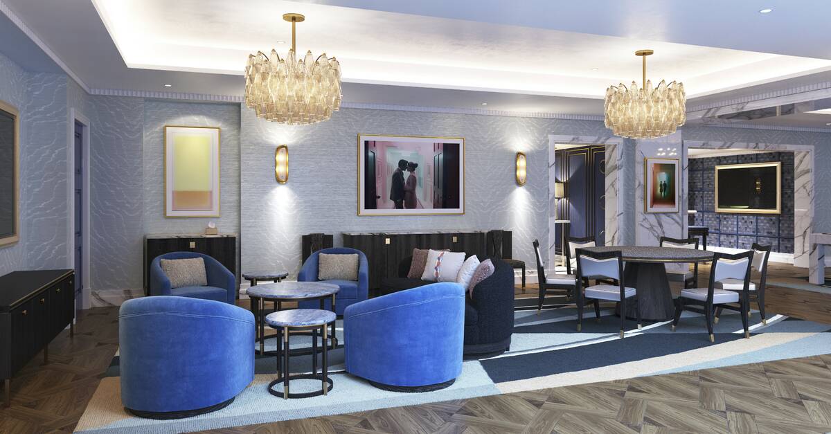 An artist's rendering of the Crown suite living space at Fontainebleau Las Vegas. (Fontaineblea ...