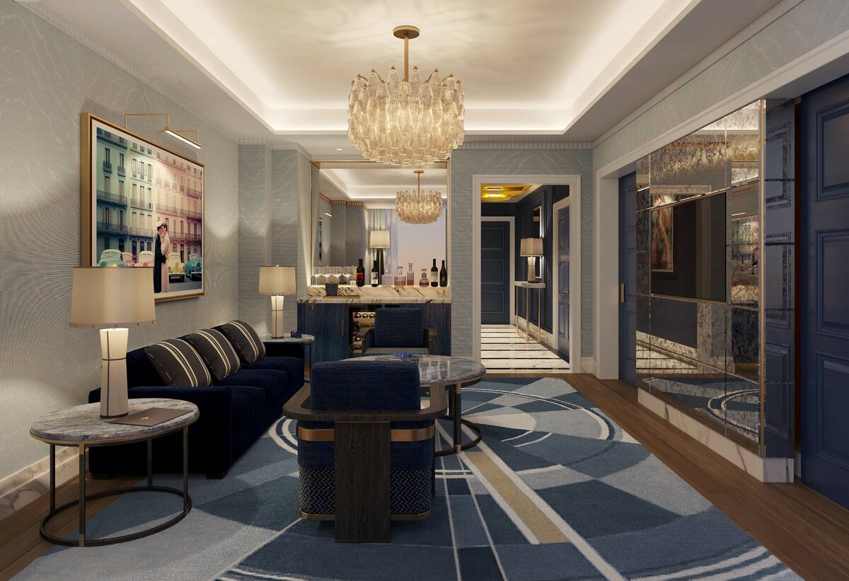 An artist's rendering of the Monogram suite living space at Fontainebleau Las Vegas. (Fontaineb ...