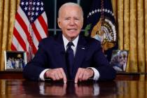 President Joe Biden speaks from the Oval Office of the White House Thursday, Oct. 19, 2023, in ...