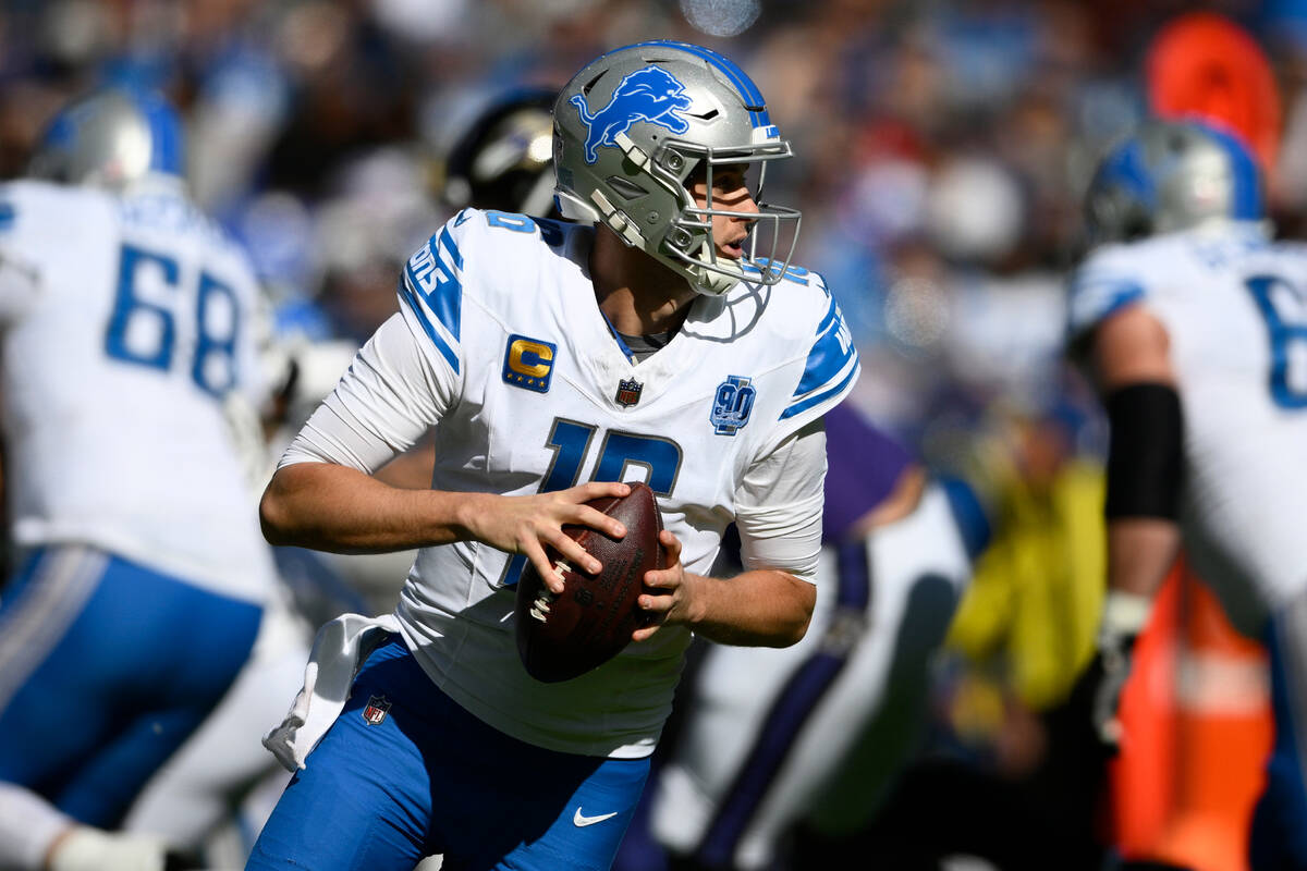 Detroit Lions quarterback Jared Goff (16) in action during the first half of an NFL football ga ...
