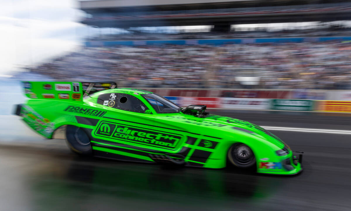 Funny Car racer Matt Hagan during a qualifying session in the NHRA Nevada Nationals at The Stri ...