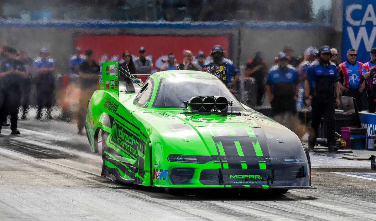 Funny Car racer Matt Hagan during a qualifying session in the NHRA Nevada Nationals at The Stri ...