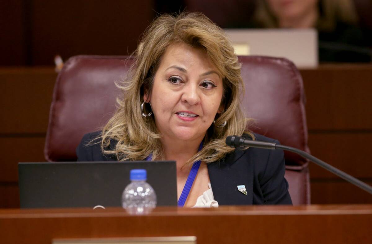 Assemblywoman Bea Duran, D-Las Vegas, asks a question during an Education Committee meeting in ...