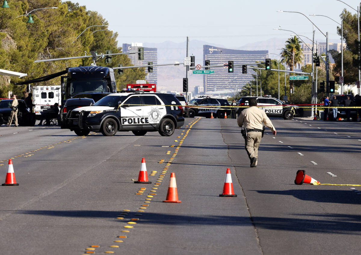 Las Vegas police investigate a domestic violence incident where deadly force was used on the 88 ...