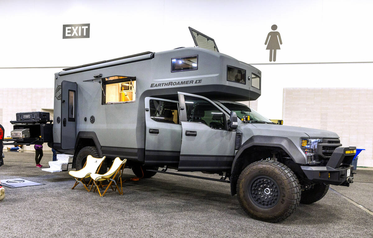 EarthRoamer displays on of its rugged recreational vehicles powered by solar during the first d ...