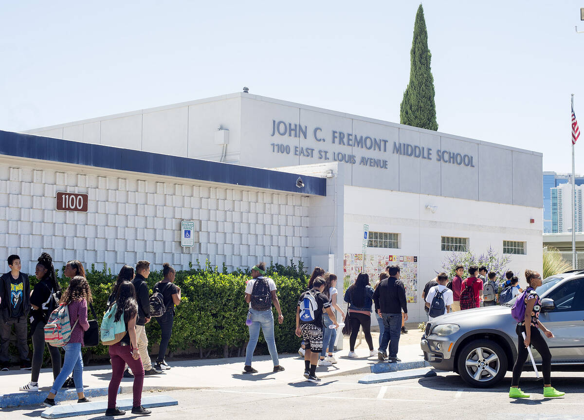 Fremont Middle School is seen in Las Vegas. (Las Vegas Review-Journal)