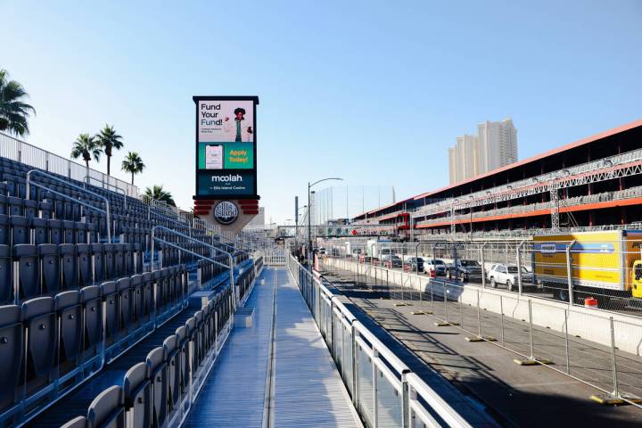 Grandstands belonging to Ellis Island Casino and Brewery with a view of the Las Vegas Formula O ...