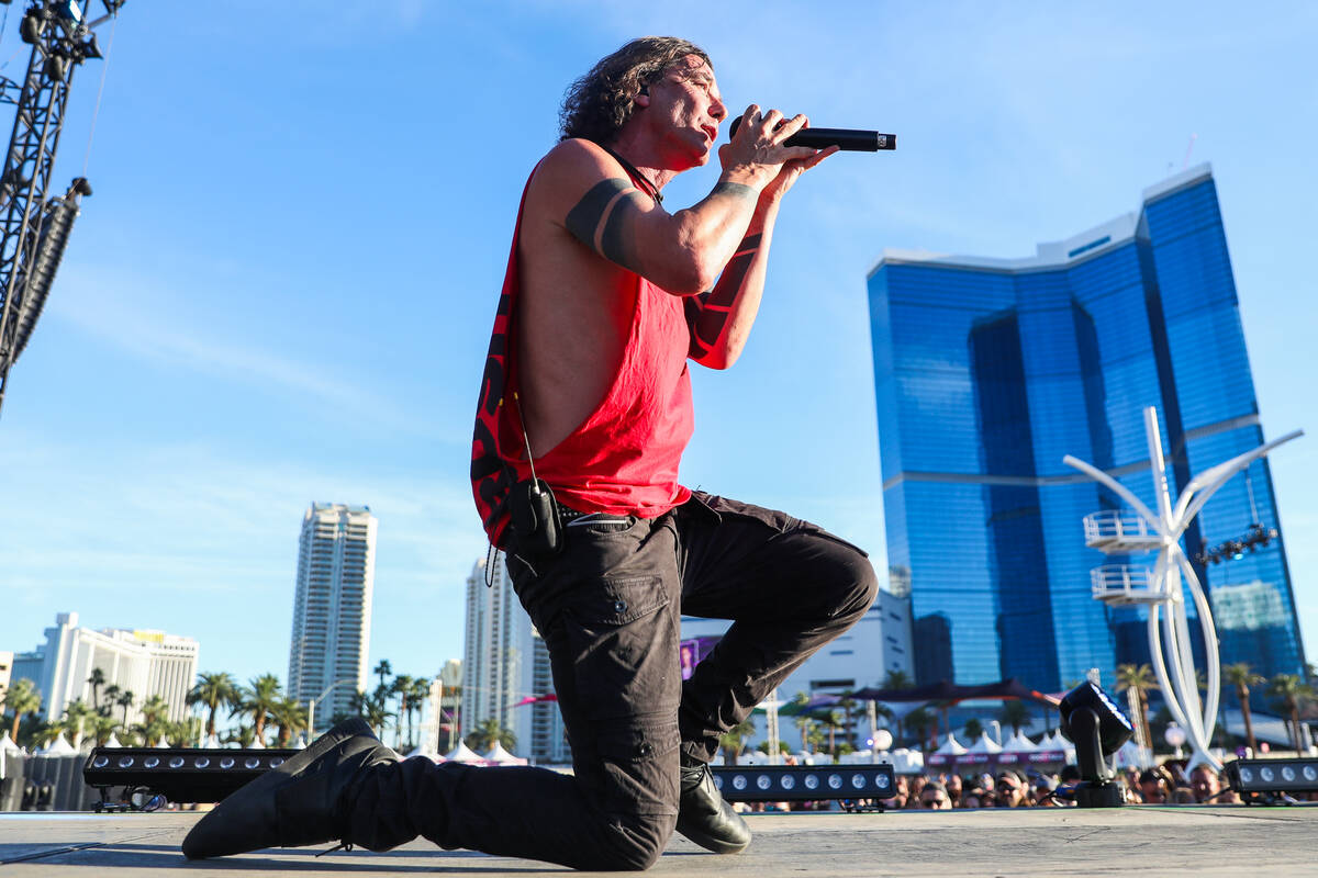 Gavin Rossdale, lead singer of Bush, performs at the 2023 SEMA Fest on Friday, Nov. 3, 2023 in ...