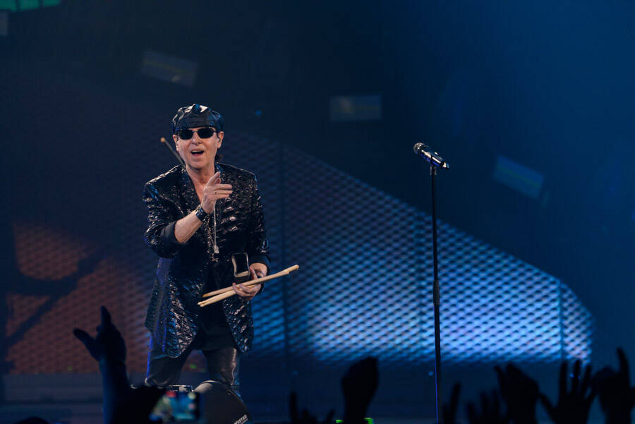 Klaus Meine of the Scorpions is shown at Zappos Theater on Saturday, March 26, 2022. (Pat Gray/ ...