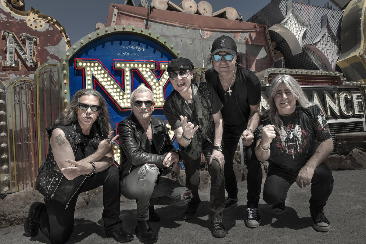 The Scorpions, shown at Neon Museum in Las Vegas, are returning to the Planet Hollywood headlin ...