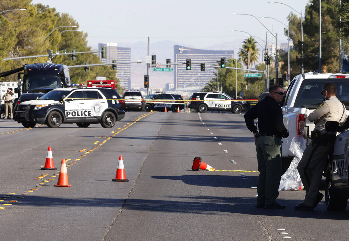 Las Vegas police investigate a domestic violence incident where deadly force was used on the 88 ...