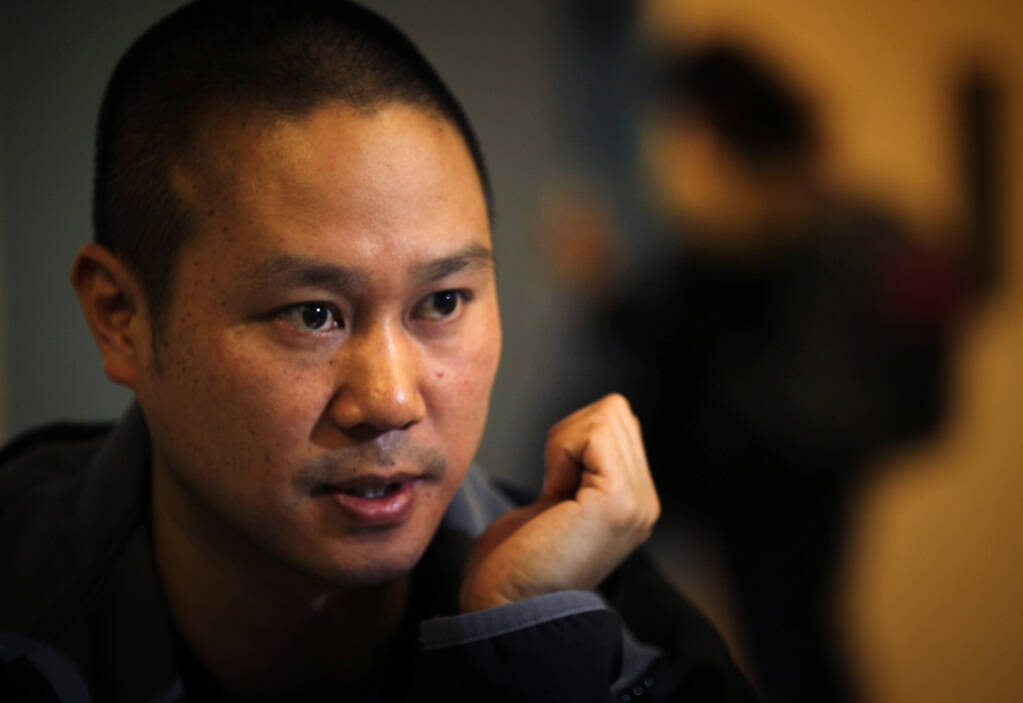 Tony Hsieh speaks during an interview in Las Vegas in 2012. (Las Vegas Review-Journal)