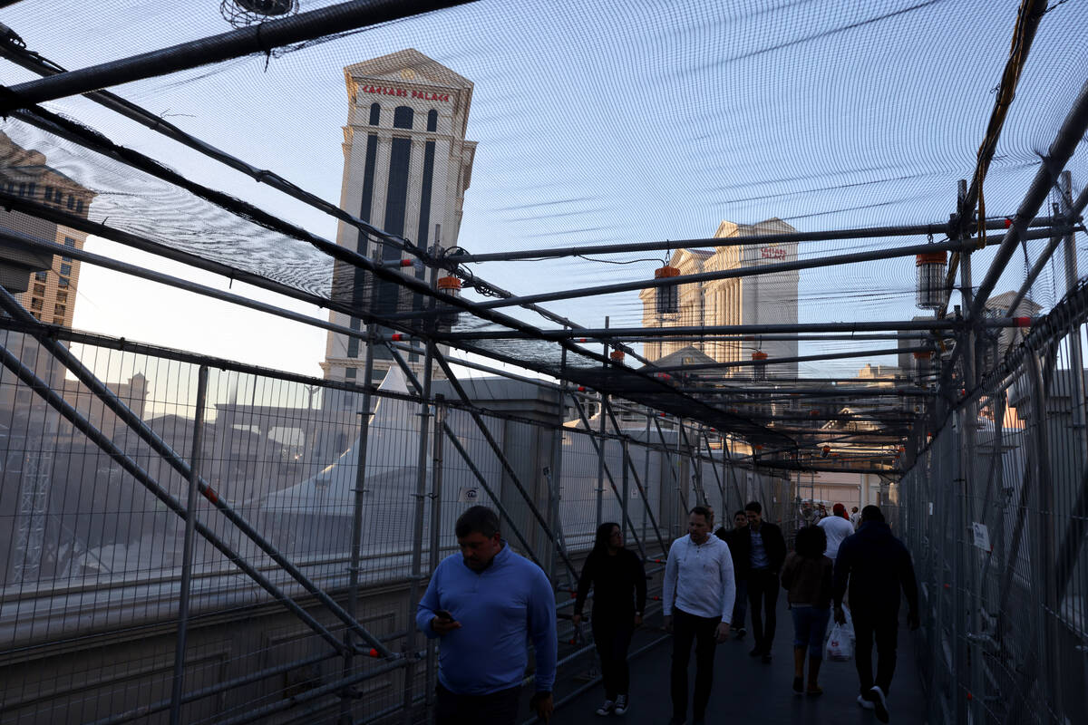 Caesars Palace and temporary structures for the upcoming Formula One Las Vegas Grand Prix are s ...