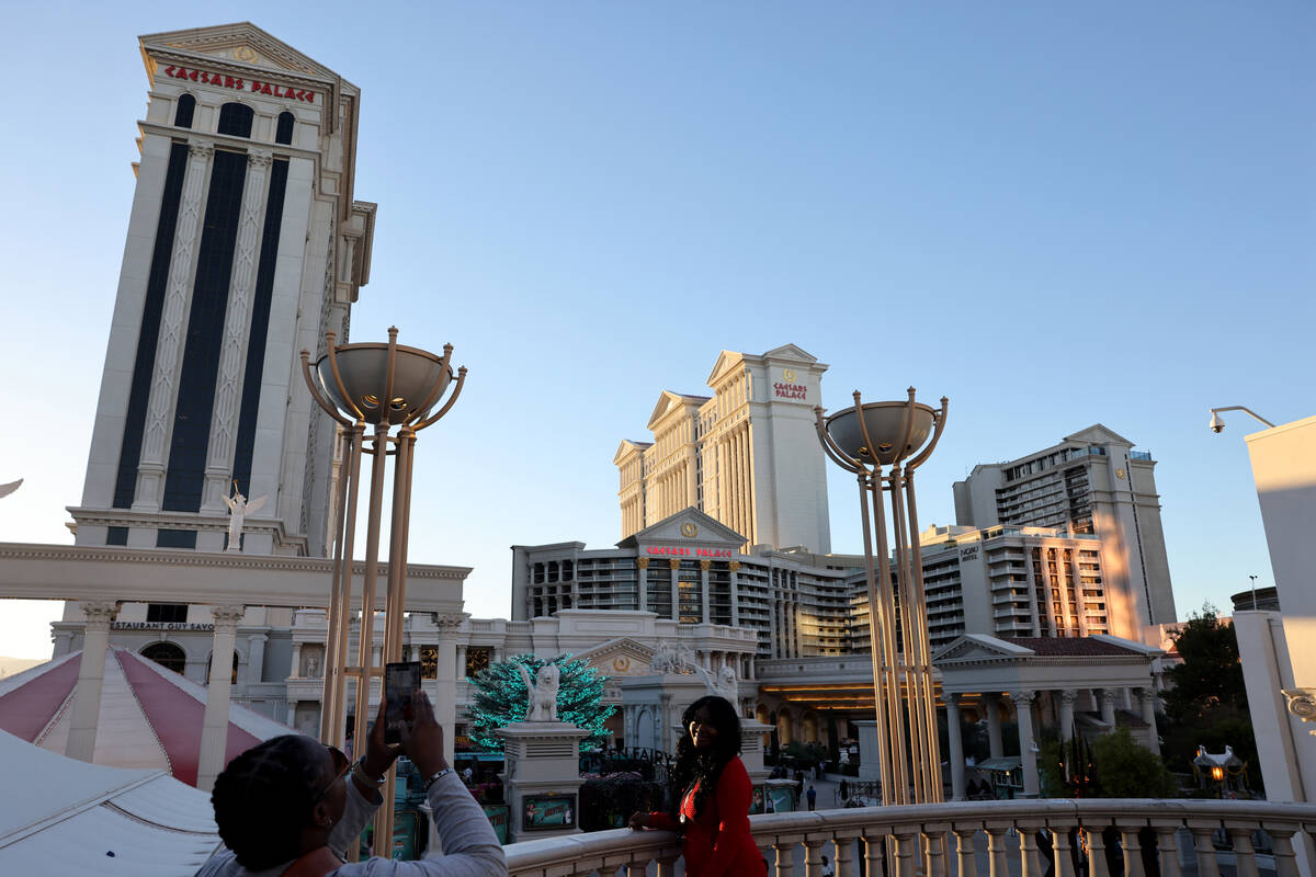 Caesars Palace is shown on the Strip in Las Vegas Wednesday, Nov. 8, 2023. Culinary Local 226 r ...