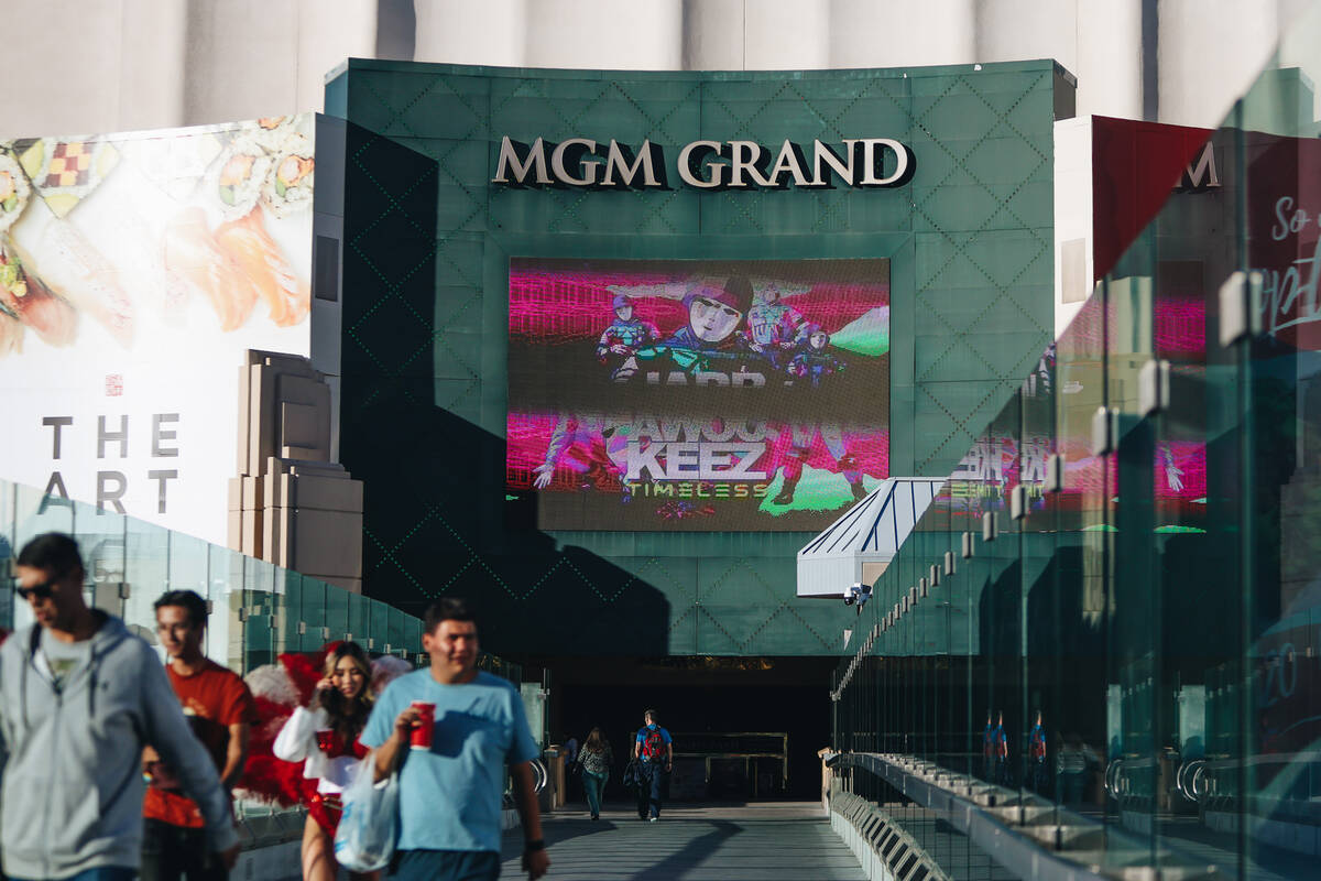 The MGM Grand is seen on Thursday, Nov. 9, 2023, in Las Vegas. (Madeline Carter/Las Vegas Revie ...
