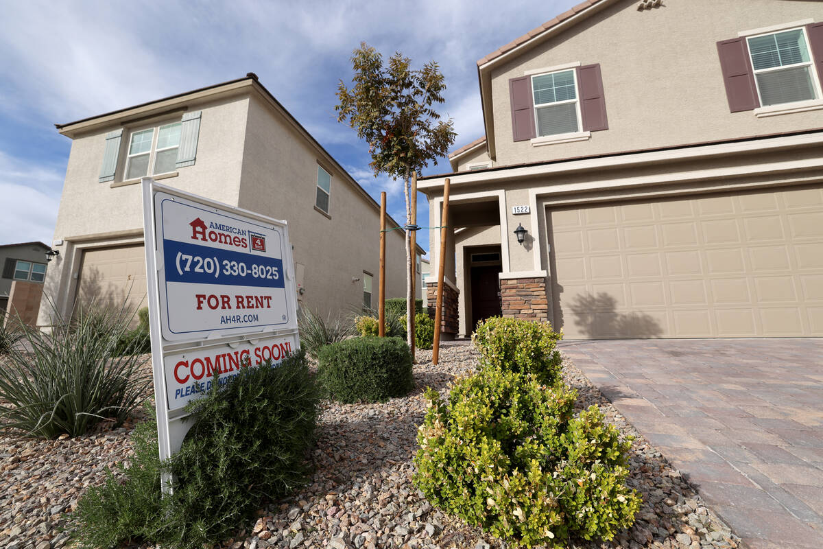 Home are shown at the Kings Crossings neighborhood in North Las Vegas Monday, Nov. 13, 2023. (K ...