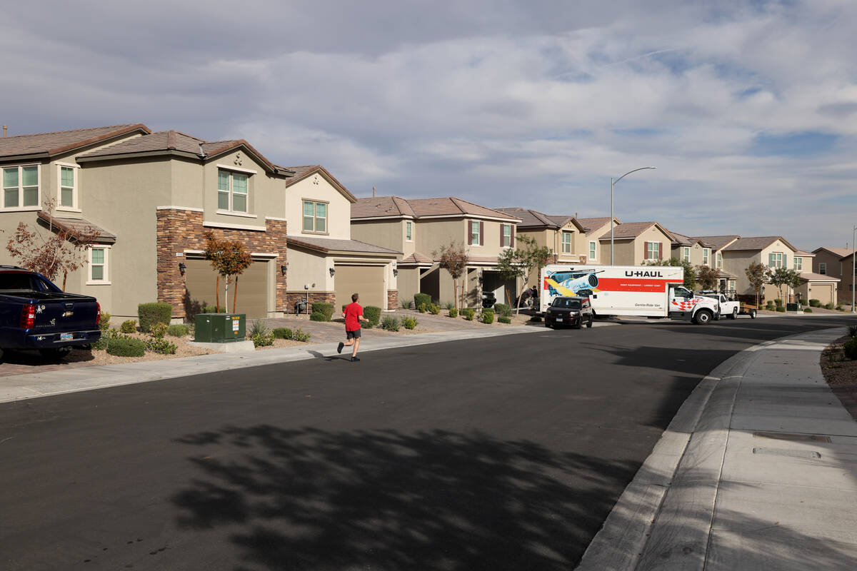 Home are shown at the Kings Crossings neighborhood in North Las Vegas Monday, Nov. 13, 2023. (K ...