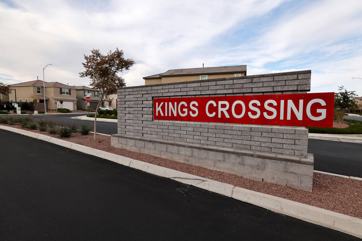 Home are shown at the Kings Crossings neighborhood in North Las Vegas Monday, Nov. 13, 2023. (K ...