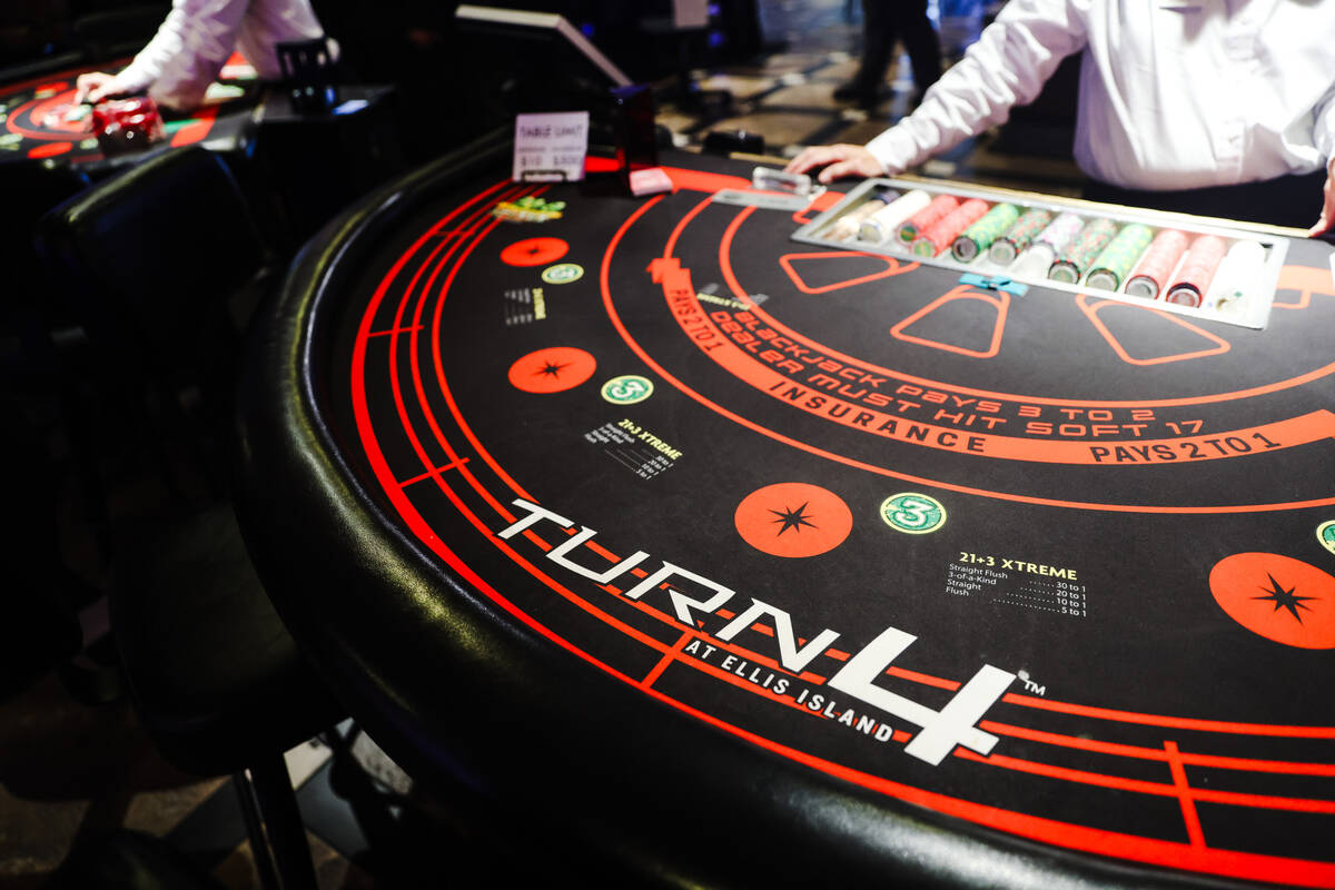 Gaming tables with speciality felt for the Las Vegas Formula One Grand Prix at Ellis Island Cas ...
