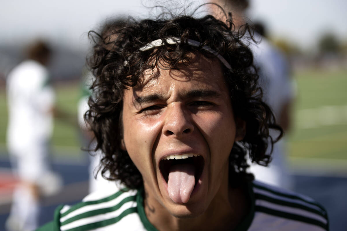 Palo Verde defender Noah Colindres celebrates a goal during the first half of a Class 5A Southe ...