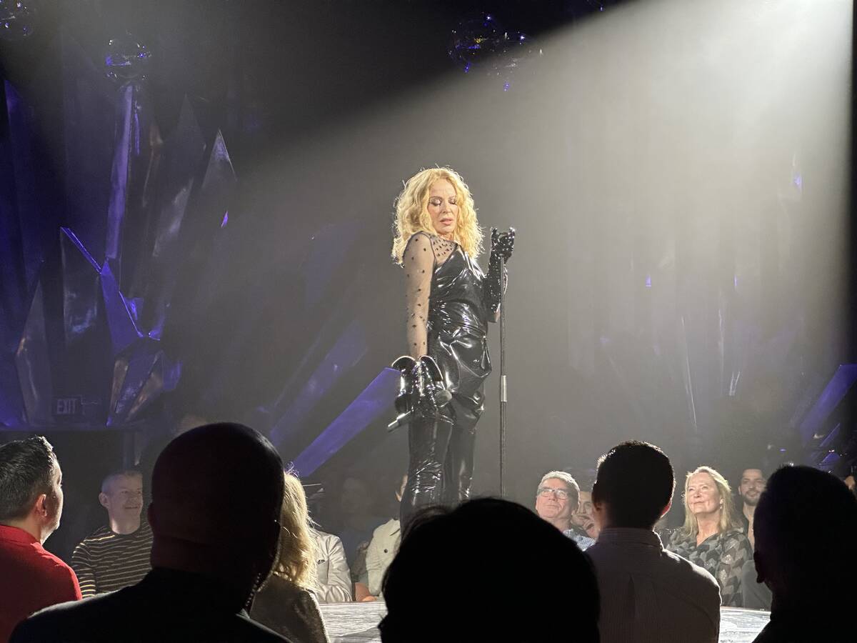 Kylie Minogue is shown at the start of her Voltaire residency at The Venetian on Friday, Nov. 3 ...