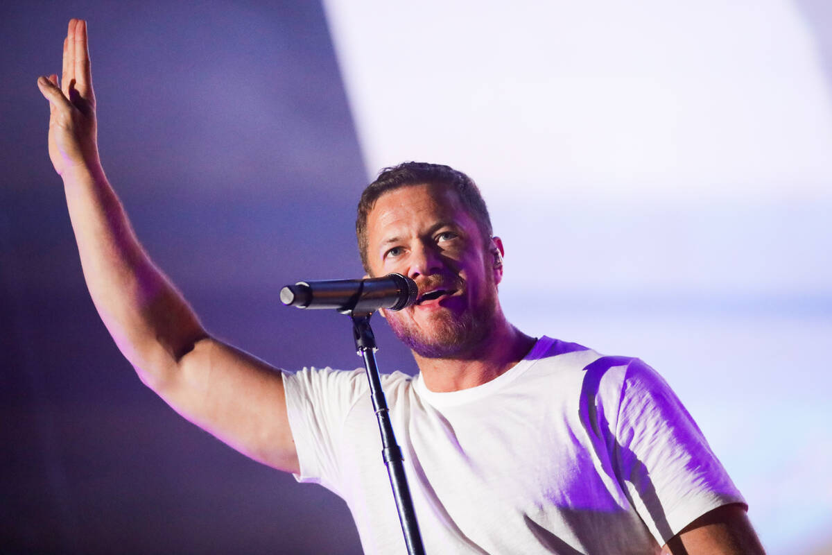 Dan Reynolds, lead singer of Imagine Dragons, thanks Las Vegas, his hometown, for joining him a ...