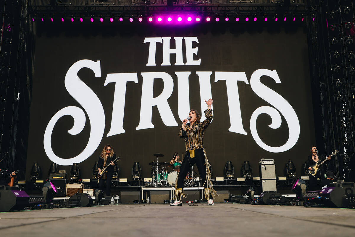 The Struts perform at SEMA Fest on Saturday, Nov. 4, 2023, in Las Vegas. (Madeline Carter/Las V ...
